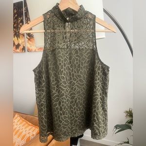 Express Lace High Neck Top